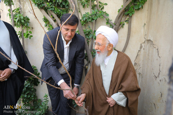 Photos: Grand Ayatollah Javadi Amoli plants saplings on National Tree Planting Day