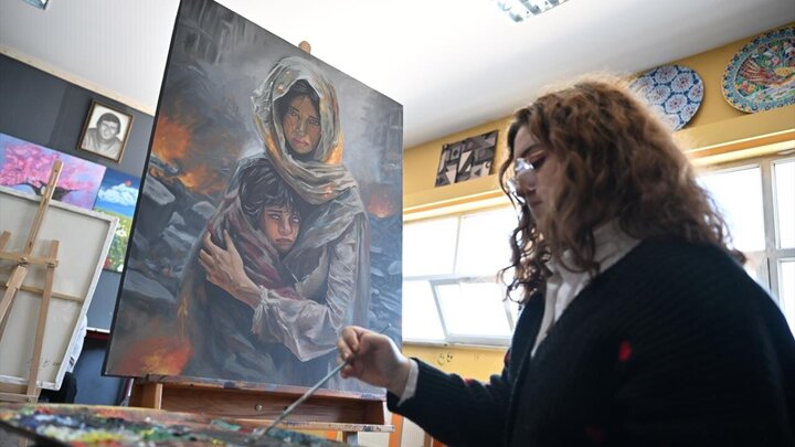 Photos: Artworks exhibition in support of Gaza people held in Gaziantep, Türkiye