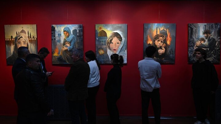 Photos: Artworks exhibition in support of Gaza people held in Gaziantep, Türkiye