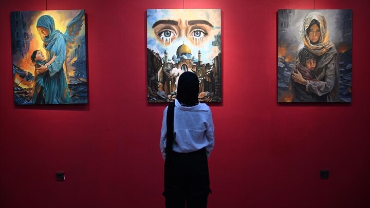 Photos: Artworks exhibition in support of Gaza people held in Gaziantep, Türkiye