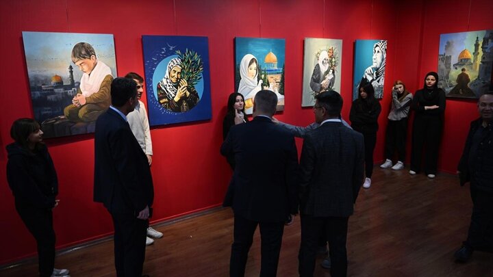 Photos: Artworks exhibition in support of Gaza people held in Gaziantep, Türkiye
