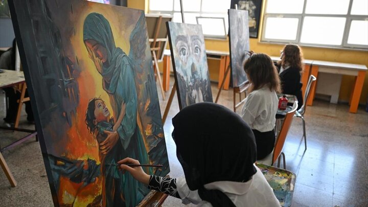 Photos: Artworks exhibition in support of Gaza people held in Gaziantep, Türkiye