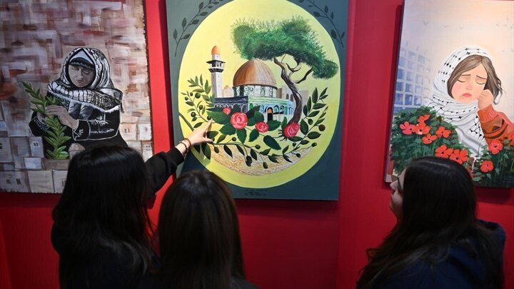 Photos: Artworks exhibition in support of Gaza people held in Gaziantep, Türkiye