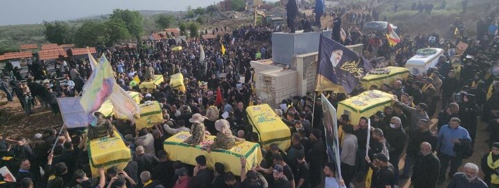 Photos: Funeral ceremony of 14 Hezbollah martyrs held in Blida, Lebanon
