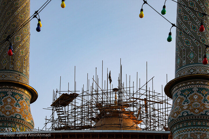 Photos: Mourning flag hoisted on Hazrat Abd al-'Azim al-Hasani's shrine dome