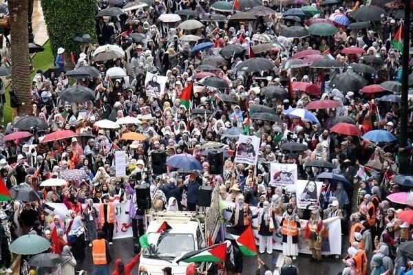 Massive protest march in Morocco in support of Gaza, against Israeli genocide