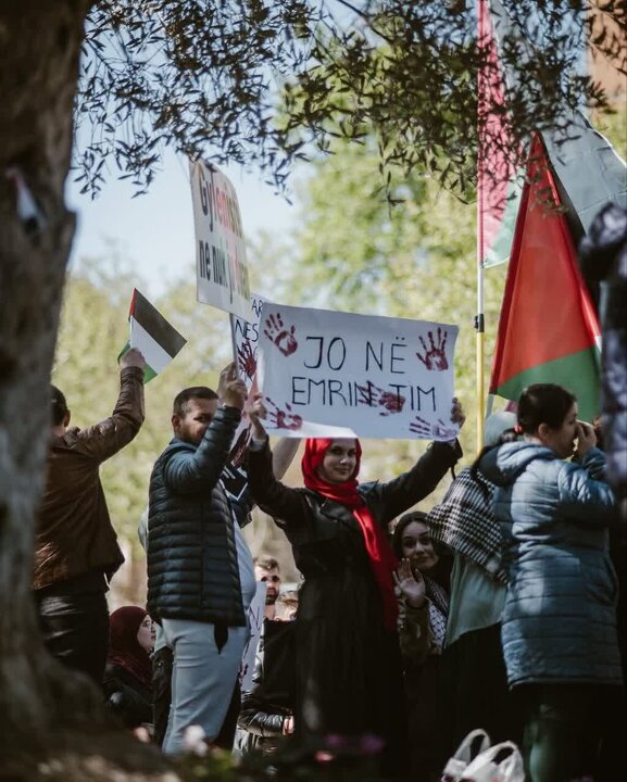 Photos: Demonstration in support of Palestine held in Albanian capital