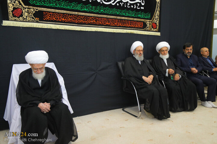 Photos: Grand Ayatollah Nouri Hamedani attends Imam Sadiq mourning procession