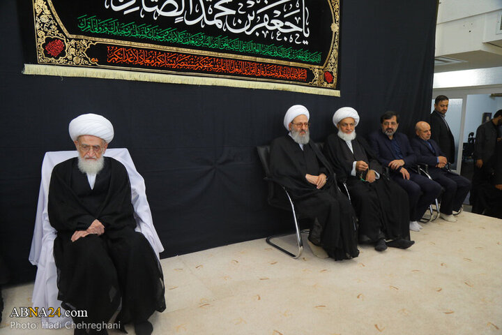Photos: Grand Ayatollah Nouri Hamedani attends Imam Sadiq mourning procession
