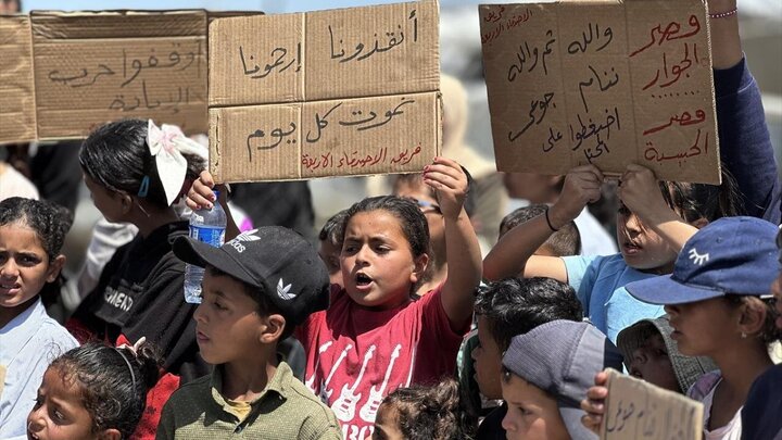 Photos: Children in Khan Yunis demand end of crimes Israeli regime's crimes