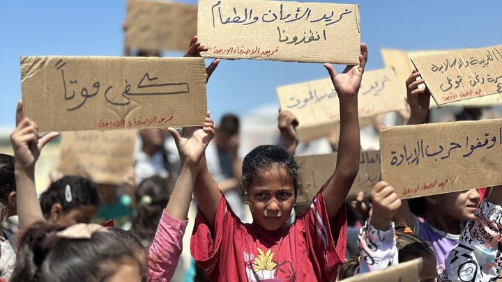 Photos: Children in Khan Yunis demand end of crimes Israeli regime's crimes