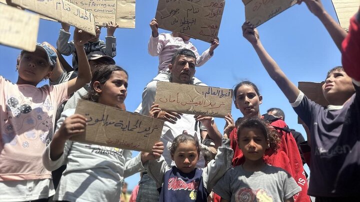 Photos: Children in Khan Yunis demand end of crimes Israeli regime's crimes