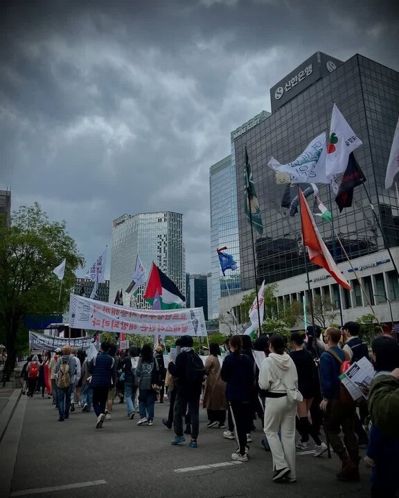 Photos: Koreans march in support of oppressed people of Palestine