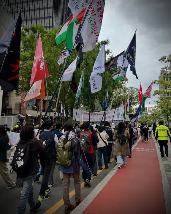 Photos: Koreans march in support of oppressed people of Palestine