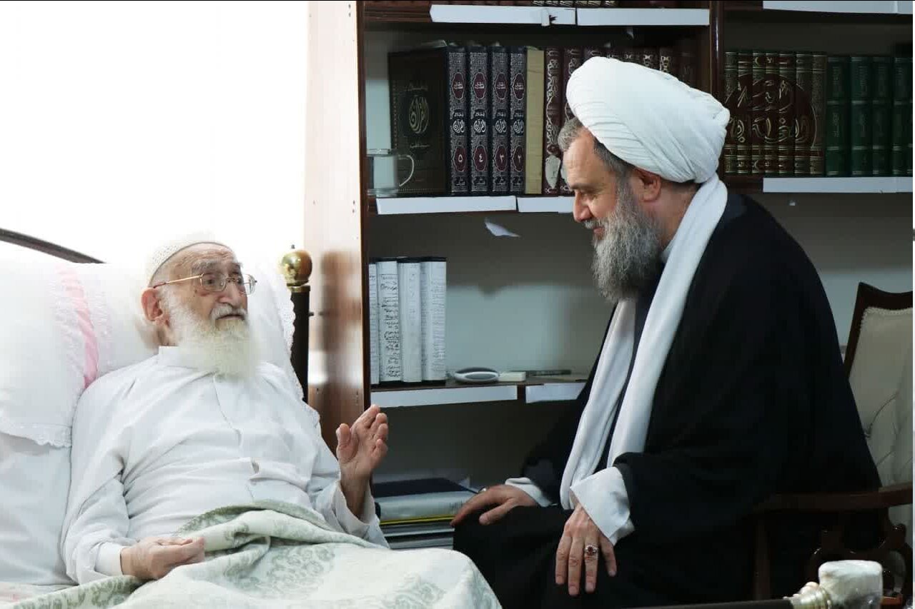 عیادت عضو شورای عالی مجمع جهانی اهل بیت(ع) از آیت‌الله نوری‌ همدانی + عکس