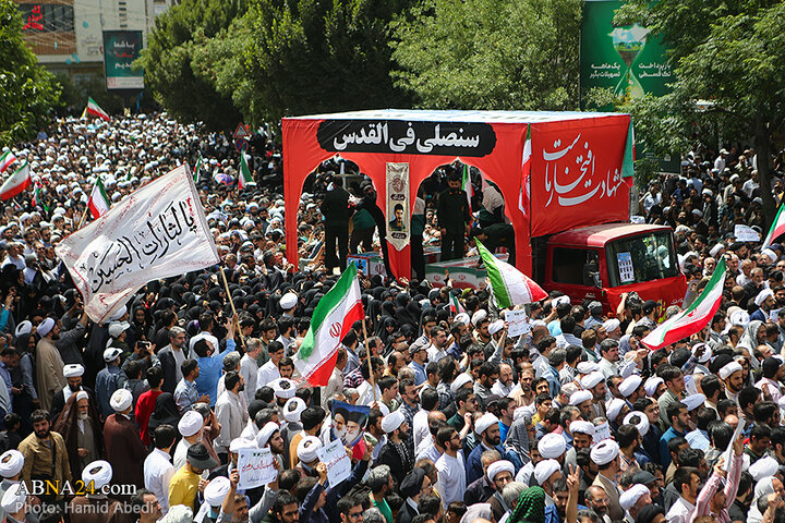 تشییع پیکر ۵ شهید حملات رژیم صهیونیستی در جمعه «خشم و نصر» در شهر قم