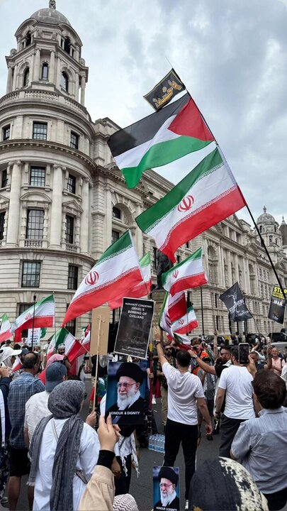 Photos: British people demonstrate in condemnation of Zionist regime's military aggression against Iran