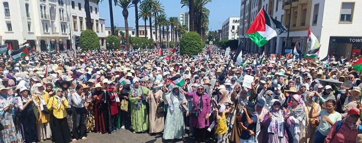 راهپیمایی گسترده در رباط مراکش در حمایت از غزه