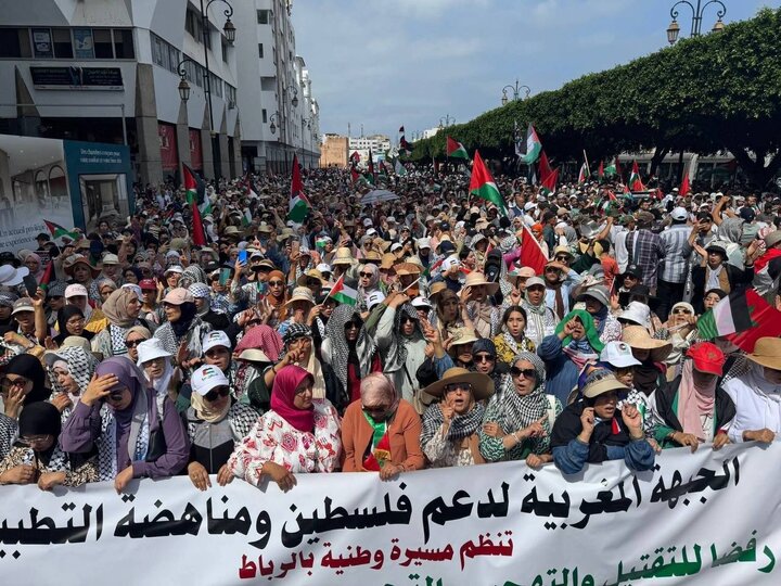 راهپیمایی گسترده در رباط مراکش در حمایت از غزه