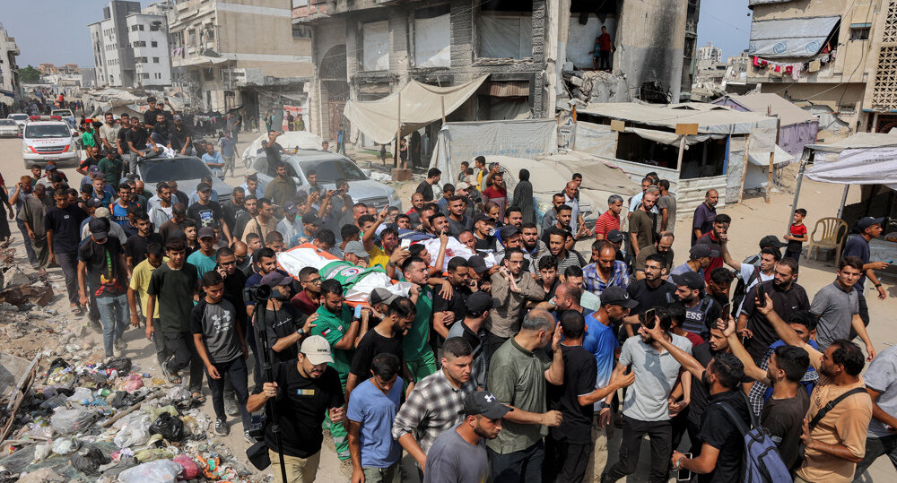 Israeli strike on Gaza hospital kills seven amid mass displacement campaign