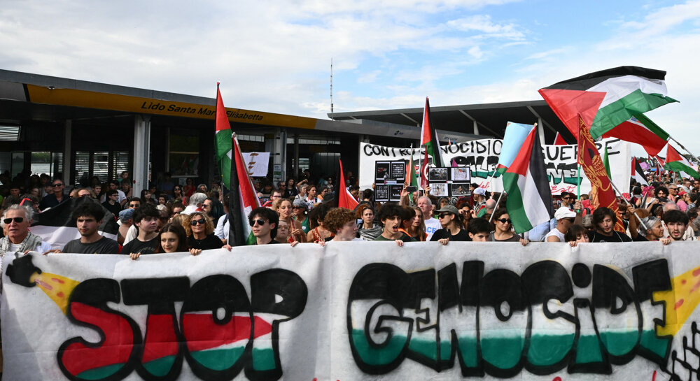 Thousands rally near Venice Film Festival to support Gaza