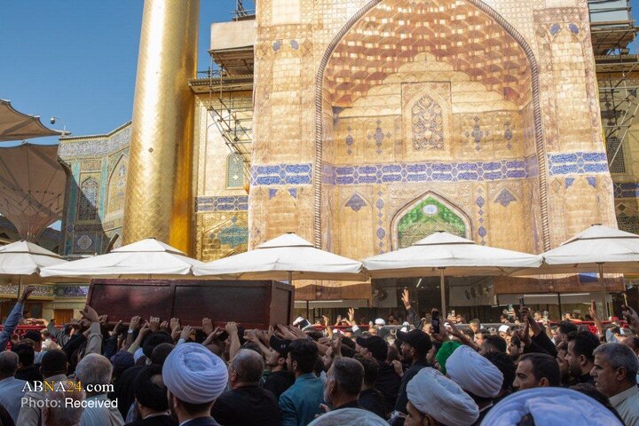 تشییع پیکر همسر مکرمه آیت‌الله العظمی سیستانی در حرم امیرالمؤمنین (ع)