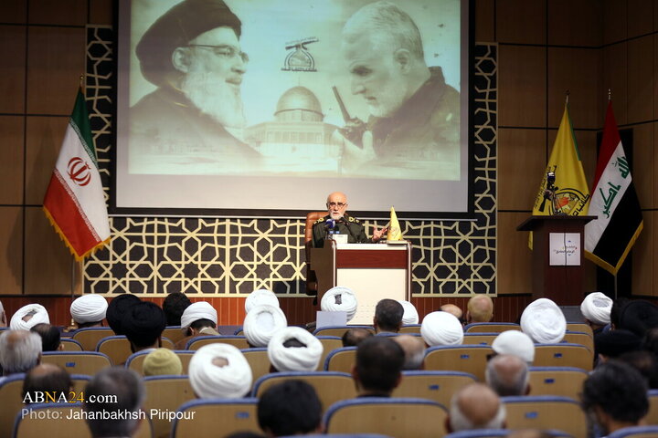 گزارش تصویری | مراسم بزرگداشت سالگرد شهادت سیدحسن نصرالله از سوی کتائب حزب‌الله عراق