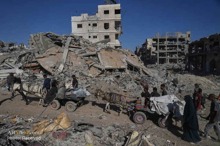 بازگشت هزاران آواره فلسطینی به شمال غزه پس از اعلام آتش‌بس