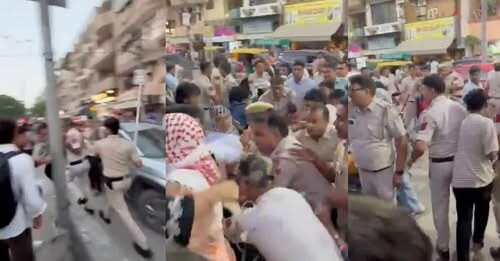 Hindutva Group Disturb pro-Palestine rally at Delhi University + video