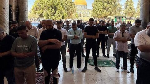 50,000 Palestinians perform Friday prayer at Aqsa Mosque