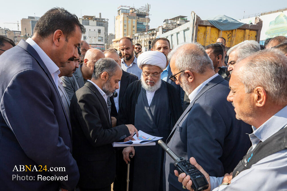شیخ عبدالمهدی کربلایی از پیشرفت پروژه صحن امام حسن(ع) حرم حسینی بازدید کرد