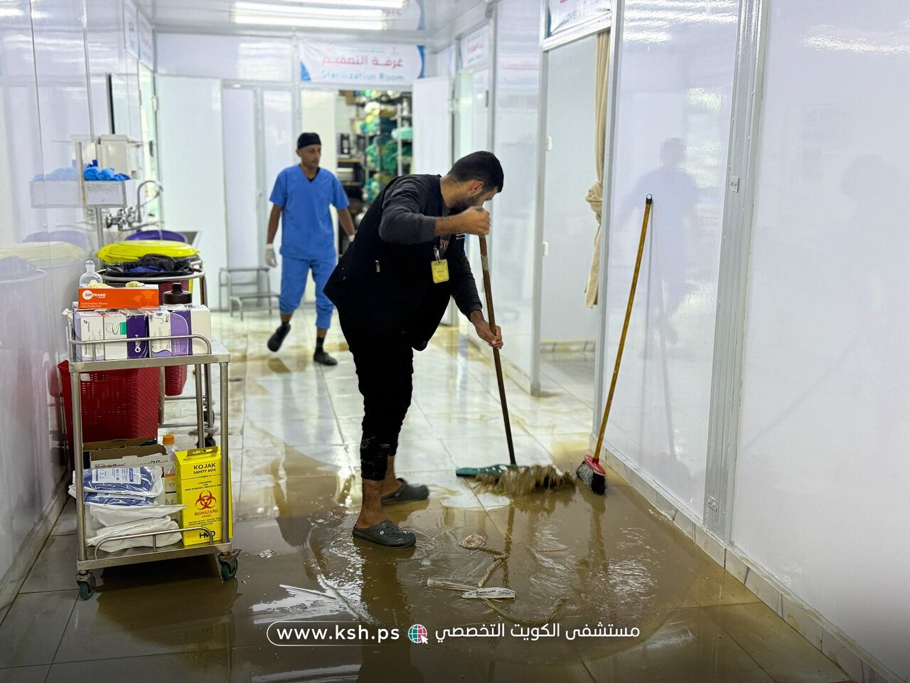 Heavy Rain Floods Kuwait Field Hospital in Khan Yunis