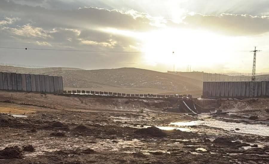 Heavy Rain Causes Collapse of Separation Wall in West Bank