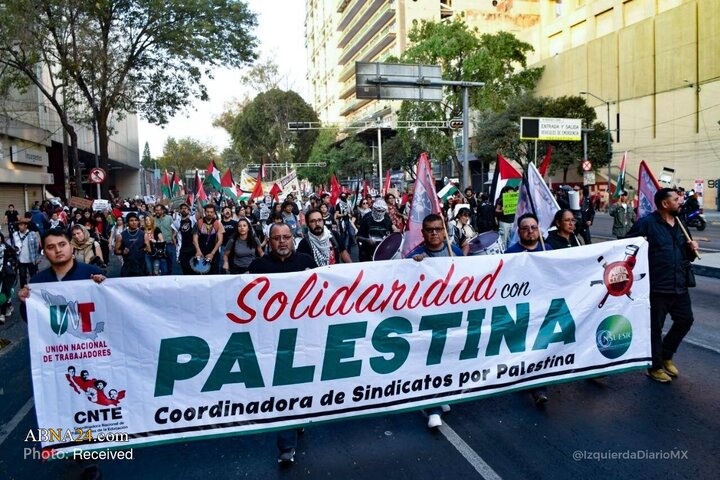 تصاویر | خروش حامیان فلسطین در مکزیک علیه «طرح صلح» ترامپ–نتانیاهو