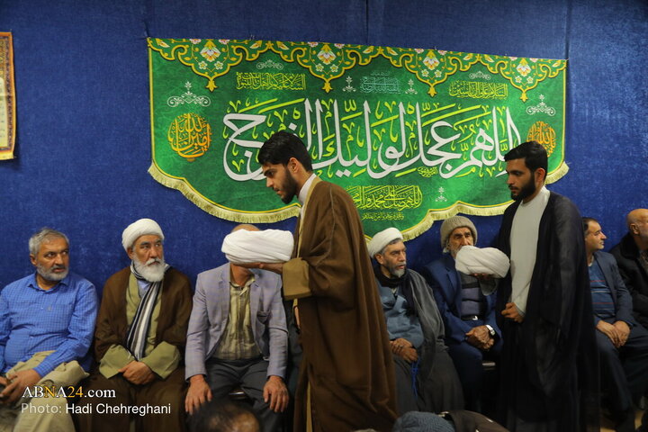 مراسم عمامه گذاری و جشن میلاد حضرت فاطمه زهرا(س)در بیت آیت‌الله فقیهی