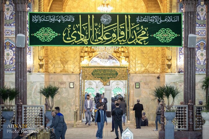 تصاویر | تزئین حرم امام حسین(ع) با کتیبه و پارچه‌نوشته‌ها به مناسبت میلاد امام باقر(ع)