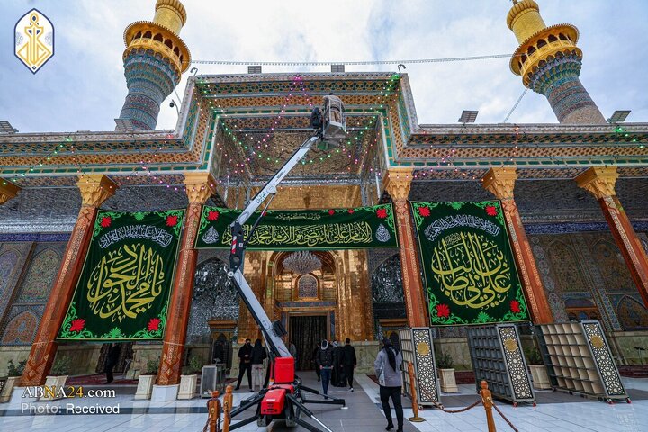 چراغانی و آذین‌بندی حرم مطهر کاظمین در آستانه میلاد فرخنده امام جواد(ع) و امام علی(ع)