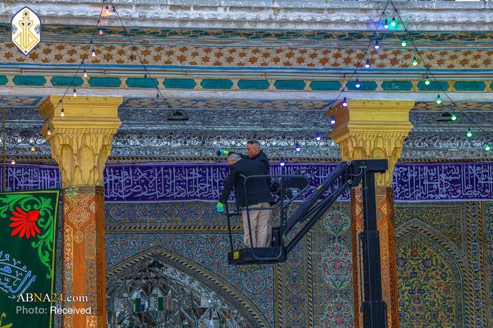 چراغانی و آذین‌بندی حرم مطهر کاظمین در آستانه میلاد فرخنده امام جواد(ع) و امام علی(ع)
