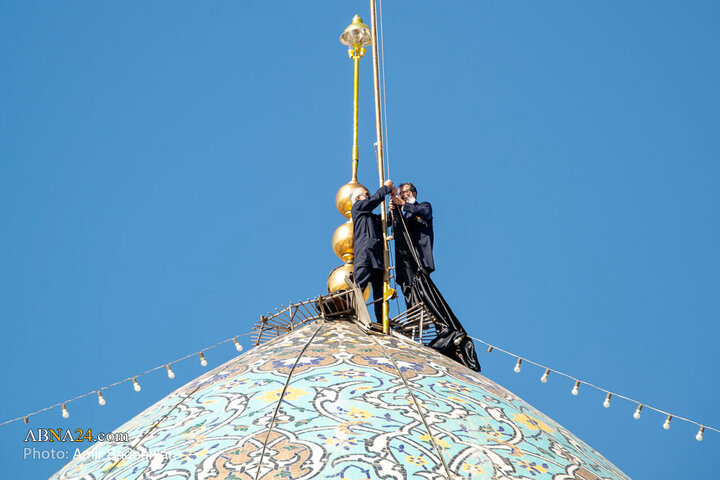 Photos: Black flag on dome of Shahcheragh shrine replaced