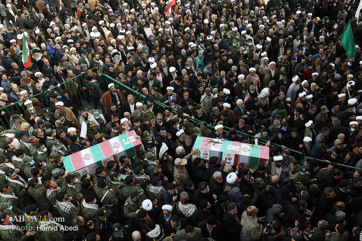 Photos: Funeral for two security forces martyred by rioters in Qom