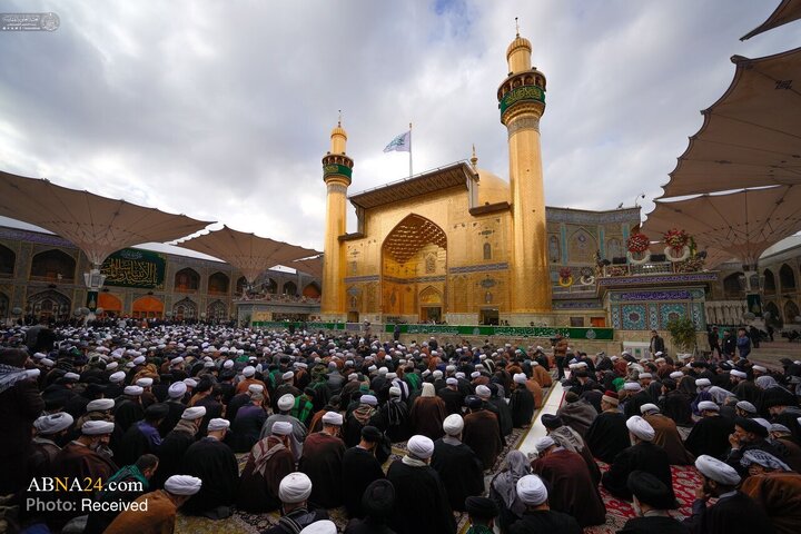 تشییع پیکر برادر آیت‌الله العظمی سیستانی در حرم امام علی(ع)