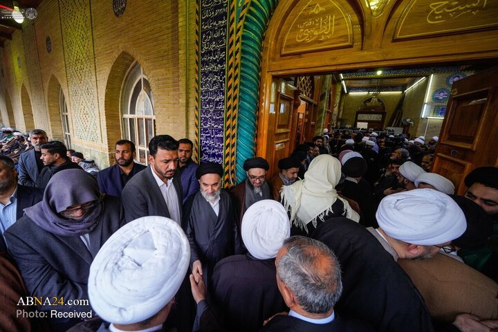 تشییع پیکر برادر آیت‌الله العظمی سیستانی در حرم امام علی(ع)