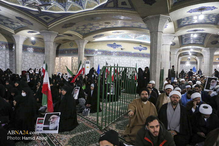 اجتماع حوزویان در محکومیت اهانت به قرآن و مقدسات اسلامی و حمایت از رهبر معظم انقلاب در مدرسه علمیه فیضیه