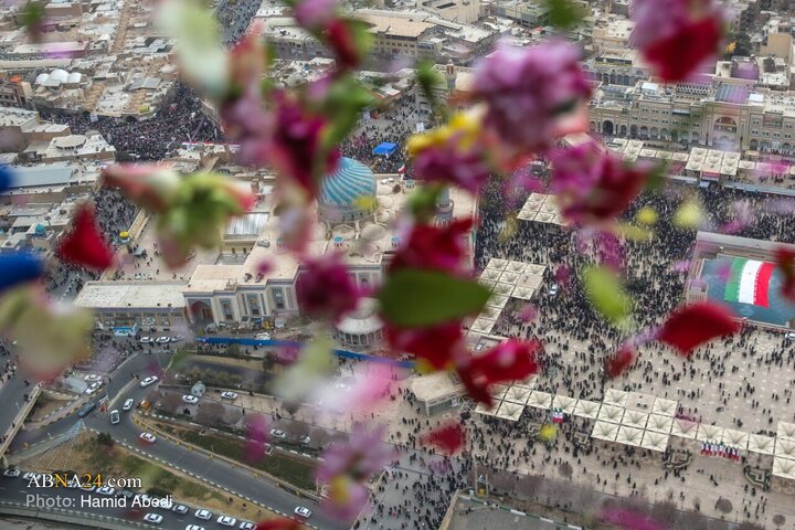 تصاویر هوایی از راهپیمایی 22 بهمن در قم