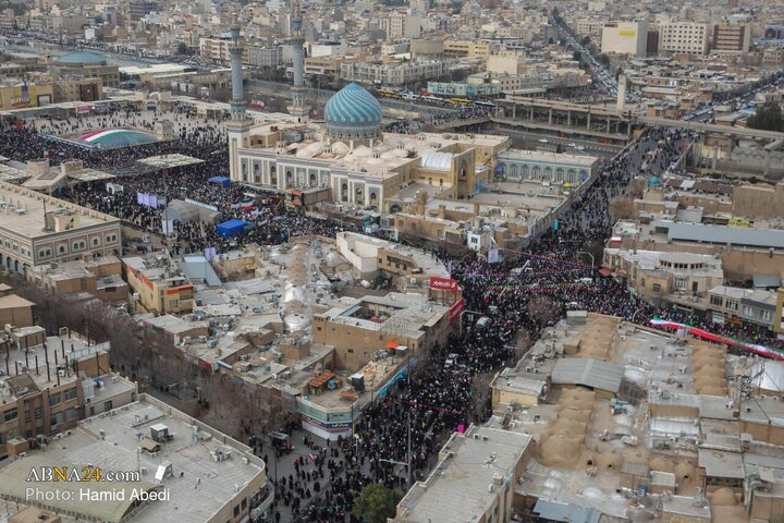 تصاویر هوایی از راهپیمایی 22 بهمن در قم
