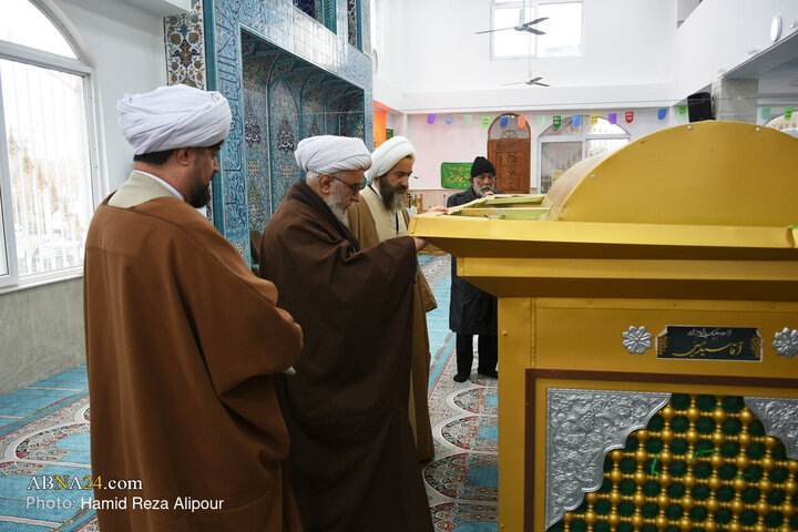 حضور آیت الله رمضانی در مسجد امام رضا(ع) و گلزار شهدای این مسجد در رودسر