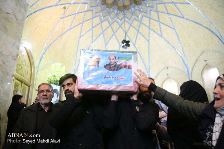 اجتماع سوگواران و مراسم وداع با شهدای تجاور آمریکایی-صهیونی در قم