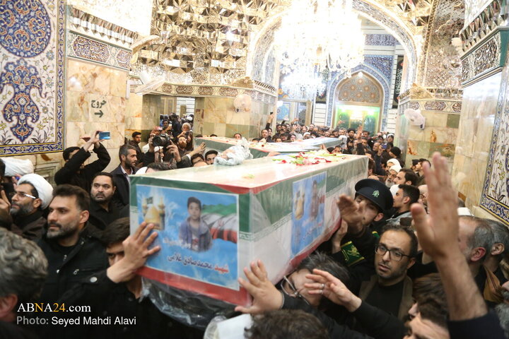 اجتماع سوگواران و مراسم وداع با شهدای تجاور آمریکایی-صهیونی در قم