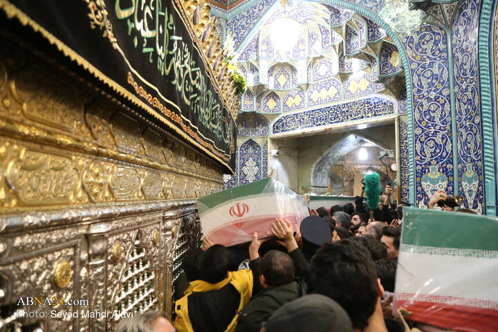 اجتماع سوگواران و مراسم وداع با شهدای تجاور آمریکایی-صهیونی در قم