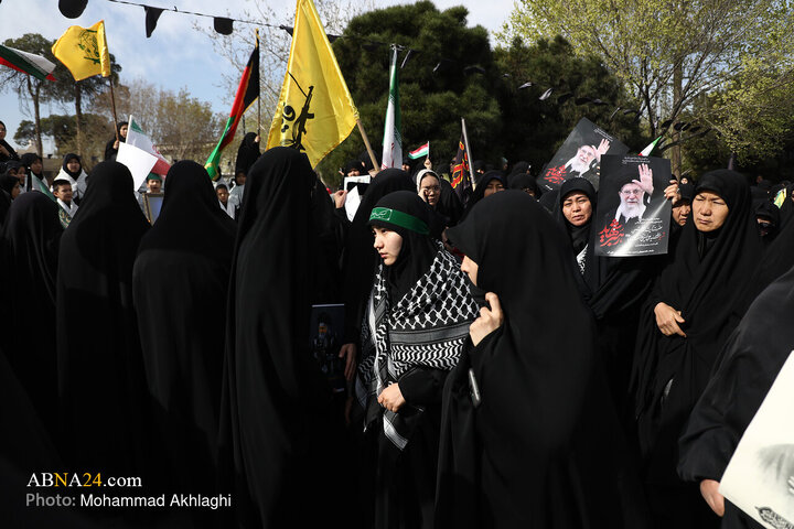 راهپیمایی مهاجرین افغانستانی مقیم قم در انزجار از جنایات آمریکایی - صهیونی